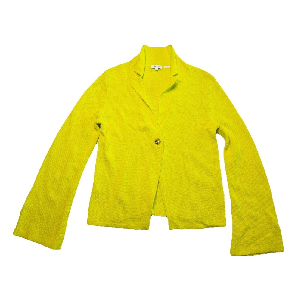 Rhode Knit Blazer Cardigan Womens XS Yellow Cropped Textured Single Button‎